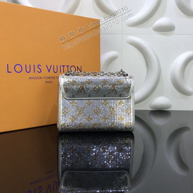 LV包 lv新款女包 M52906 金銀亮片 Monogram圖案TWIST手袋 lv鏈條單肩斜挎包  ydh3380